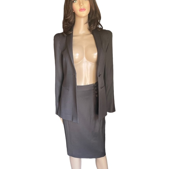 Emporio Armani brawn suit jacket/skirt size 6/8 - Picture 2 of 15